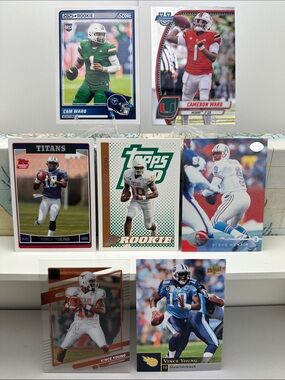 2 Cam Ward rookie cards w/ Vince Young Rookies + Steve McNair Titans QB lot of 7